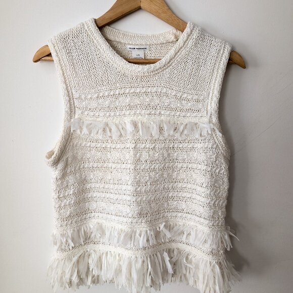 Club Monaco Textured Fringe Sleeveless Top - Size L - Picture 1 of 5